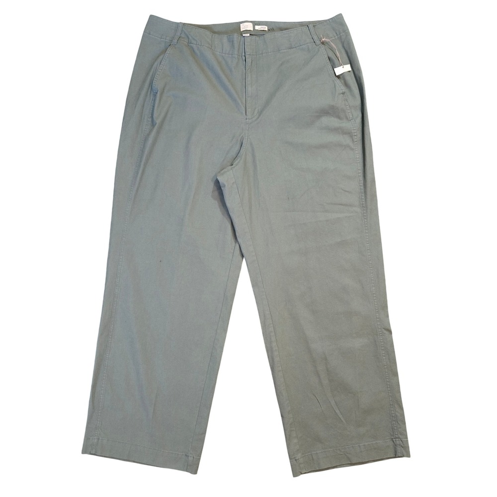 A New Day Classic Olive Green Wide Leg Crop Stretch Twill Pants Plus Size 18W